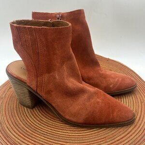 Lucky Brand Womens Rust Orange Suede Leather Heel Sandals Size 10 M